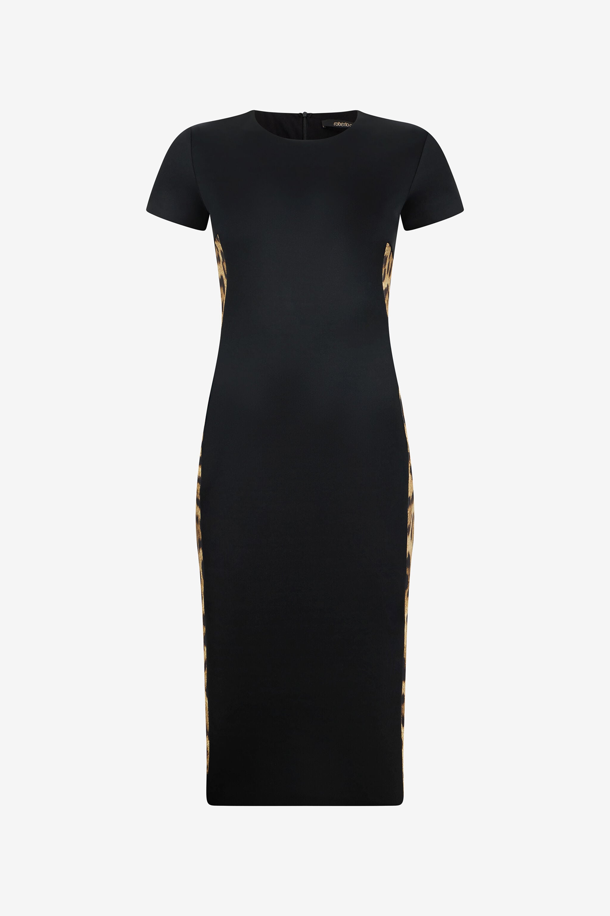 RC Robe Midi Noire Avec Panneaux Imprimé Léopard BLACK/JAGUAR QOT10B-S5001