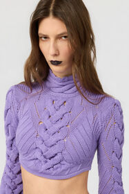 RC Maglia Crop Intrecciata A Collo Alto LILAC XWM611-MQ015