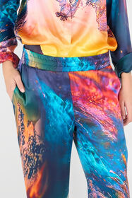 RC Pantalon En Soie Imprimé Itaca Bleu/Orange UWT210-RYN98