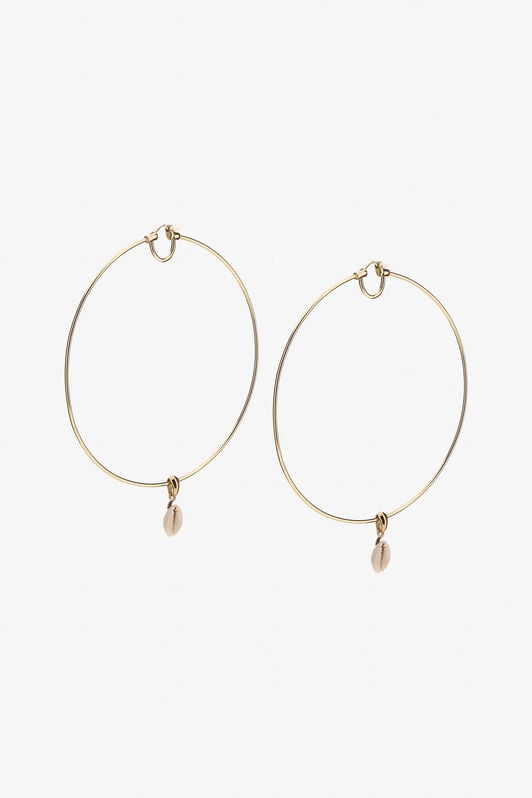RC Gold Hoop Earrings With Shell Charm RC Gold Hoop Earrings With Shell Charm Gold SWG006-AM130