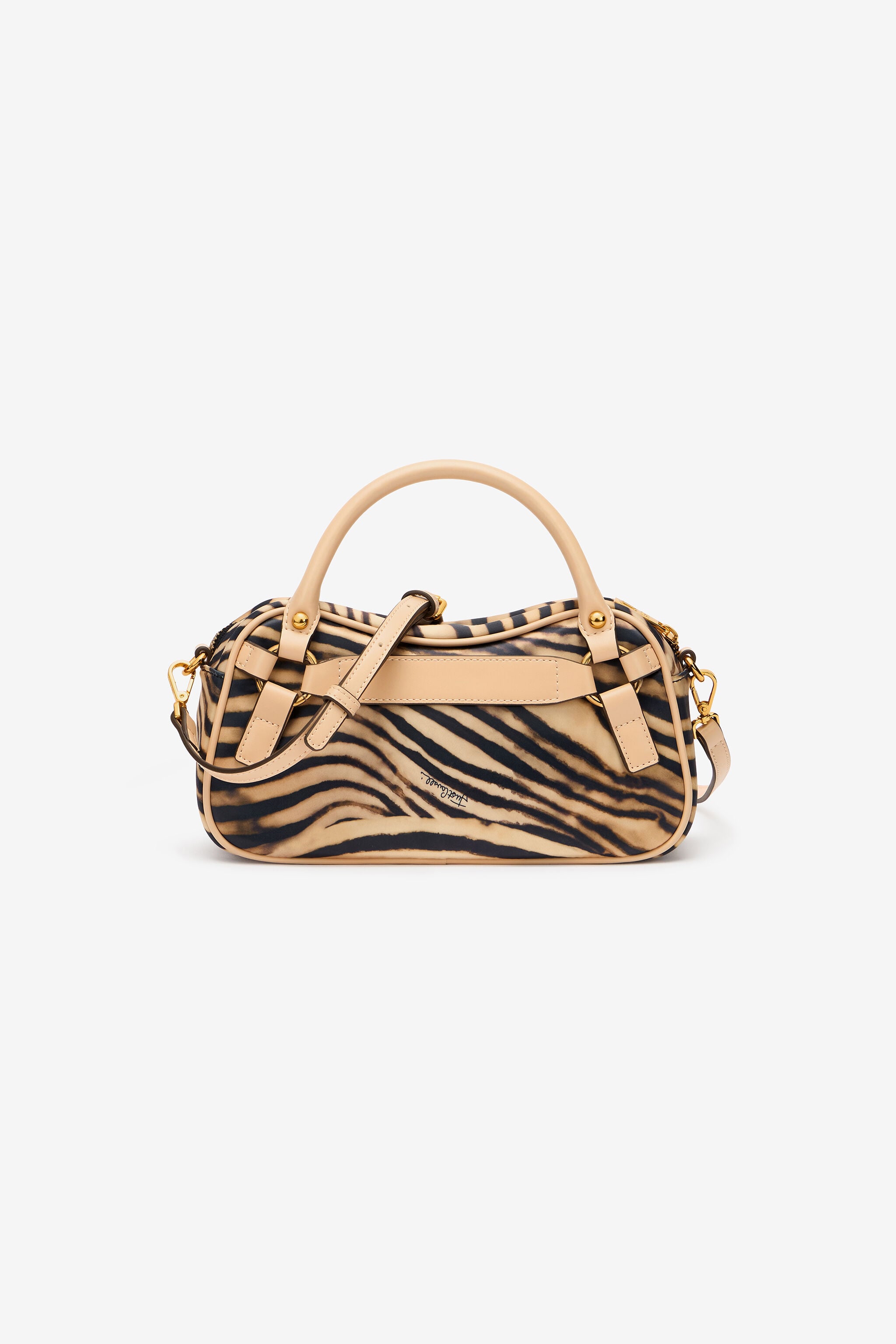 JC Bowling Bag With Tiger Skin Print And Logo JC Bowling Bag With Tiger Skin Print And Logo Light Brown UFB102-UF471