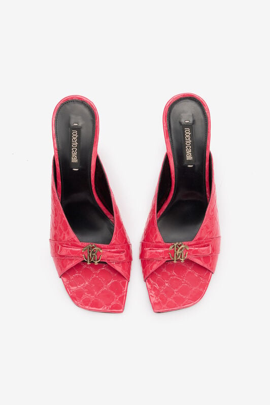 RC Crocodile-Effect Mules With Mirror Snake Monogram RC Crocodile-Effect Mules With Mirror Snake Monogram Fuchsia UKS031-PZV97