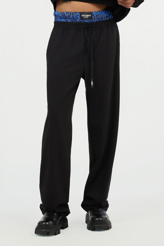 JC Black Trousers With Printed Waistband BLACK VFT011-VF011