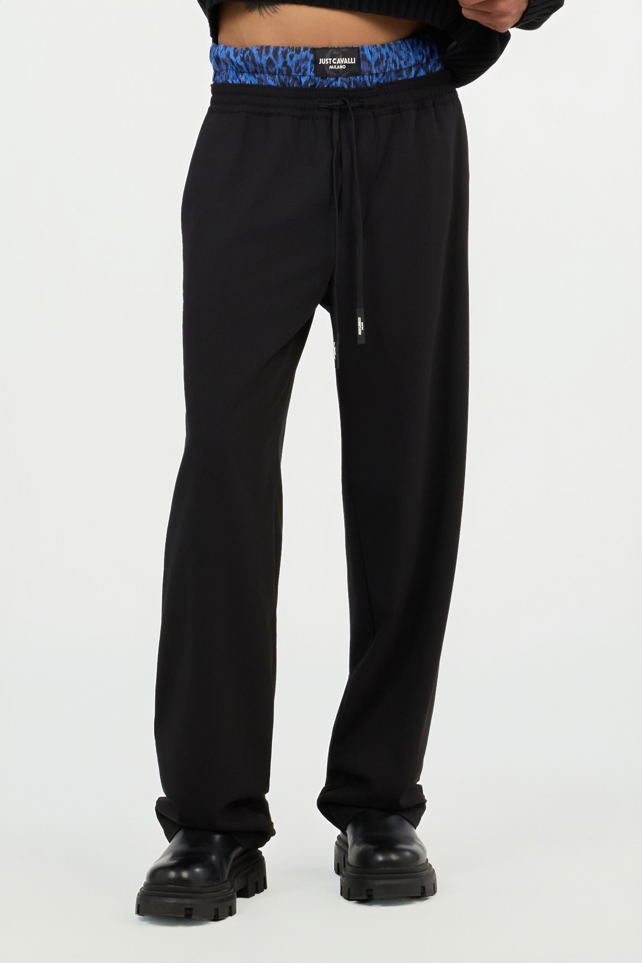 JC Black Trousers With Printed Waistband BLACK VFT011-VF011