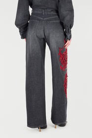 RC Jean Avec Broderie Et Paillettes Noir/Rouge VQJ251-DN001