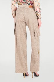 RC Cargo Pants With All-Over Jaguar Skin Pattern Light Brown VKT250-VL076