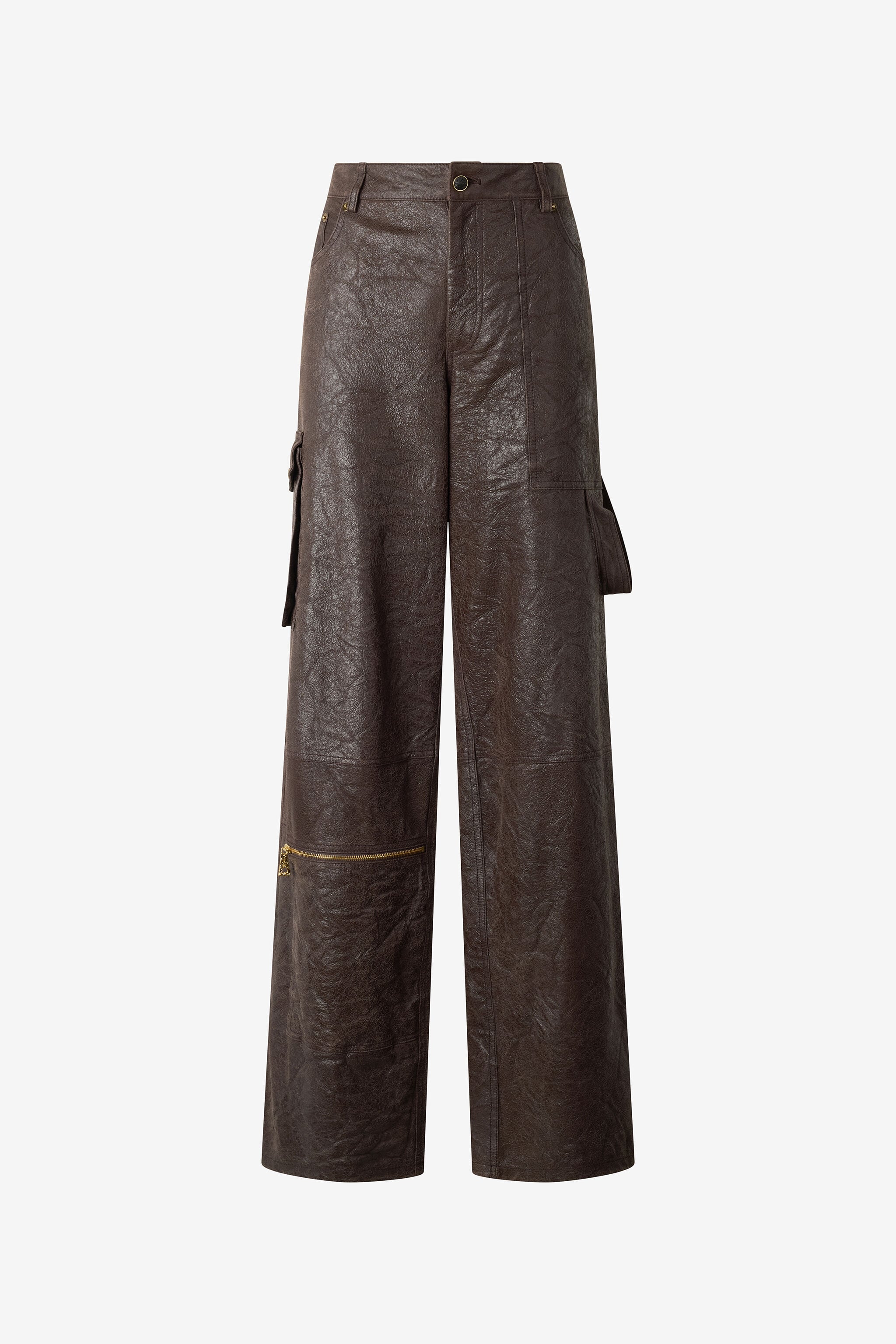 RC Pantalon En Cuir Véritable Brun Foncé RC Pantalon En Cuir Véritable Brun Foncé Marron VWP250-PN002