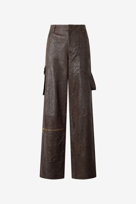 RC Pantalon En Cuir Véritable Brun Foncé RC Pantalon En Cuir Véritable Brun Foncé Marron VWP250-PN002