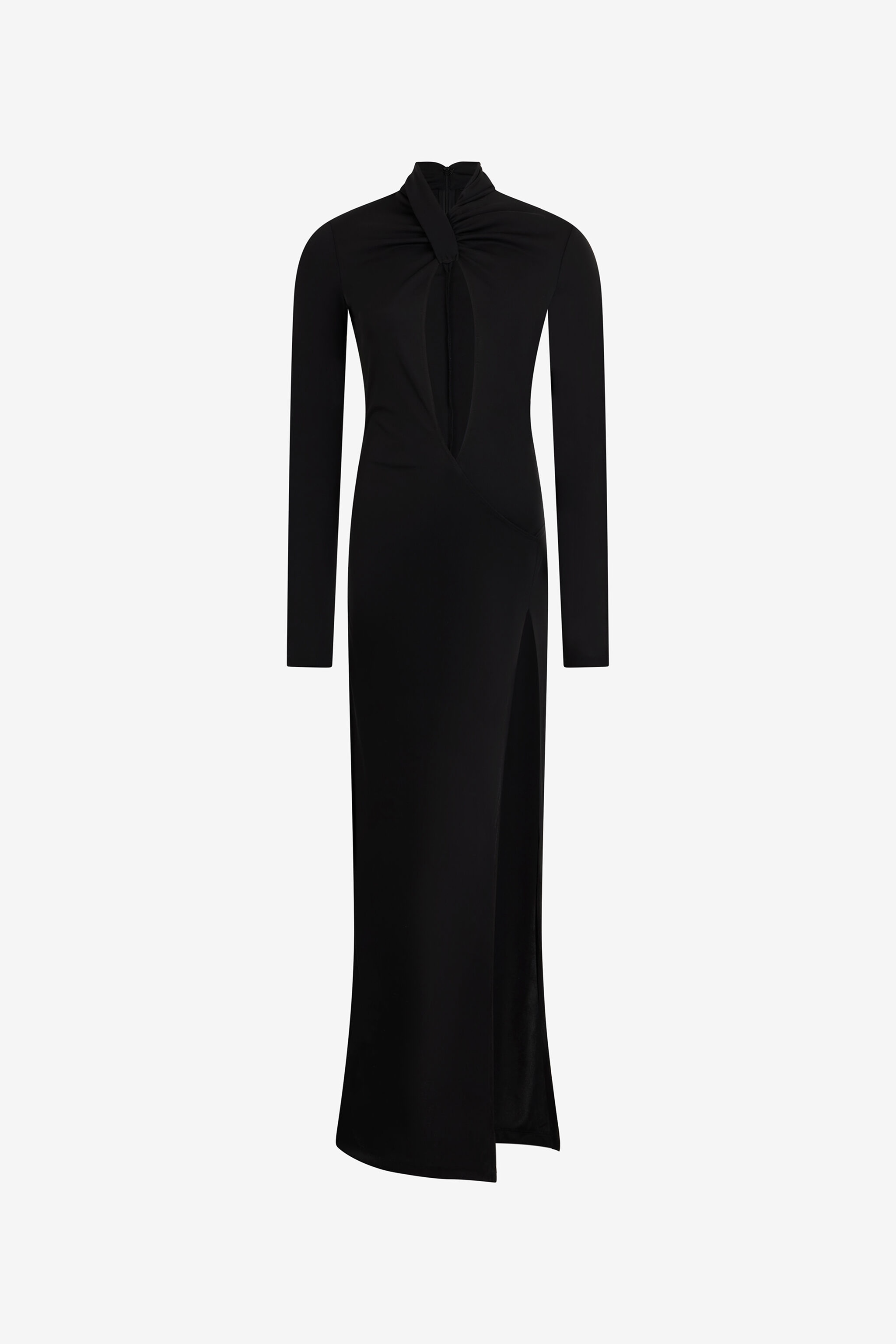 Long black dress with cut-out and slit in BLACK for Women