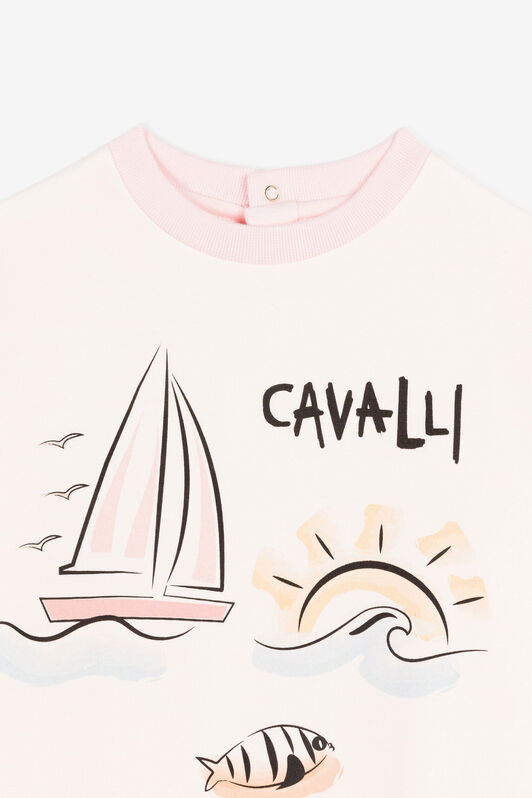 JU Seascape-Print Logo Sweatshirt JU Seascape-Print Logo Sweatshirt Pink OJT955-ISA2J