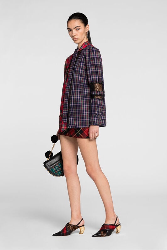 RC Tartan-Print Tie-Neck Top RC Tartan-Print Tie-Neck Top RED PKT706-CH046