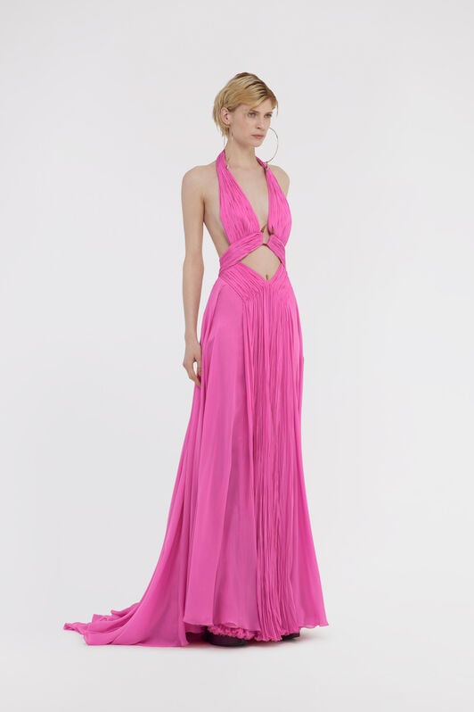 RC Long dress with cut out Fucsia SKT120-CC001