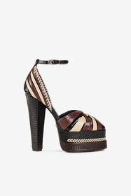 RC Snakeskin-Effect Braided Platform Sandals Braun RWS009-PZV62