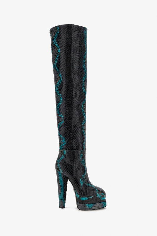 RC Embossed python knee-high boots RC Embossed python knee-high boots Black RKS011-UC105
