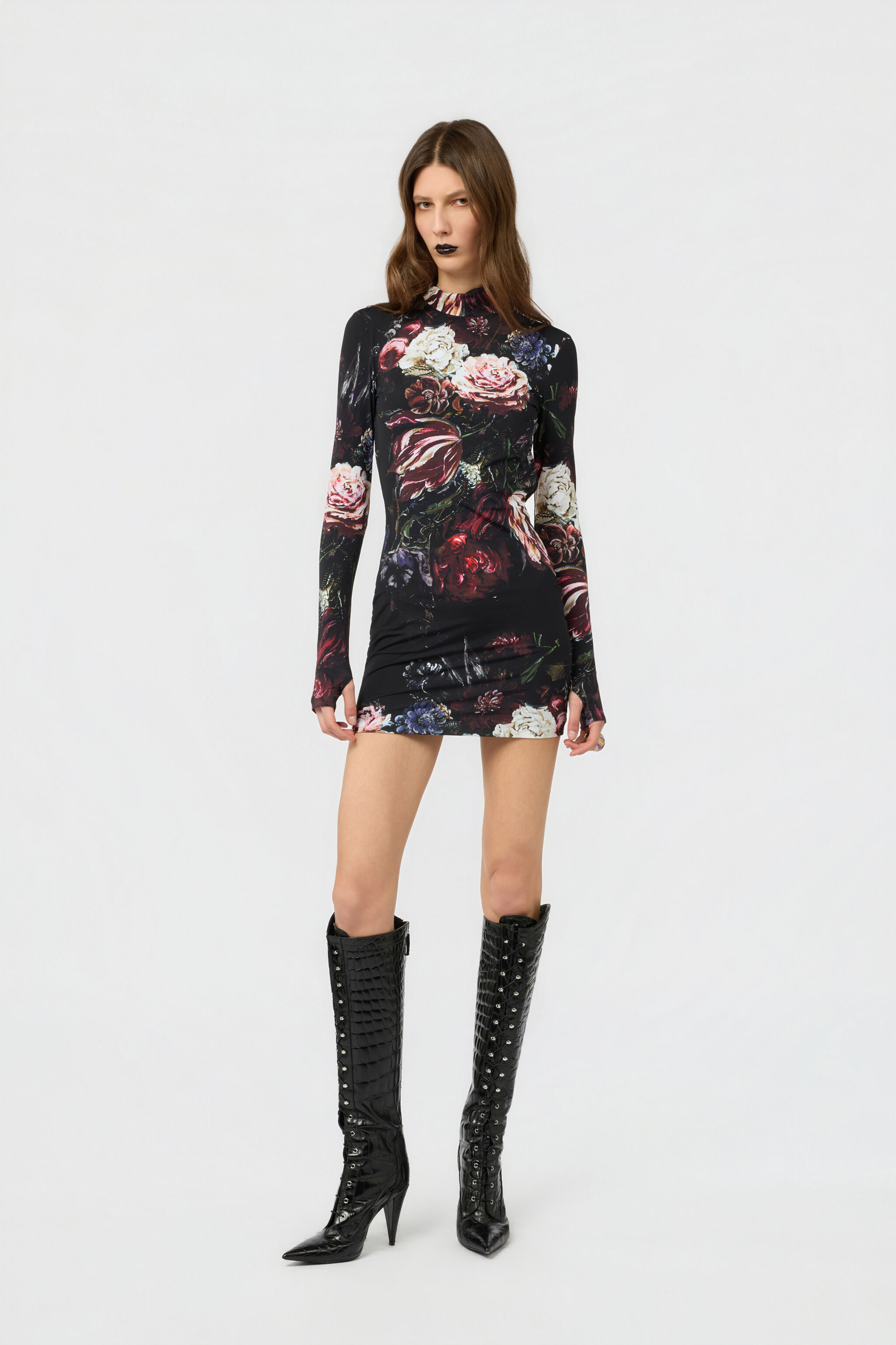 RC Minivestido Estampado Fiammingo Flowers RC Minivestido Estampado Fiammingo Flowers BLACK/PINK XWT142-LNT77
