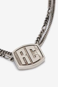 RC Collier Avec Double Chaîne Et Monogramme RC Argent VRG001-AM258