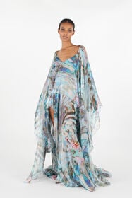 RC Mermaid Print Long Dress Blue/Silver UWT106-CKN92