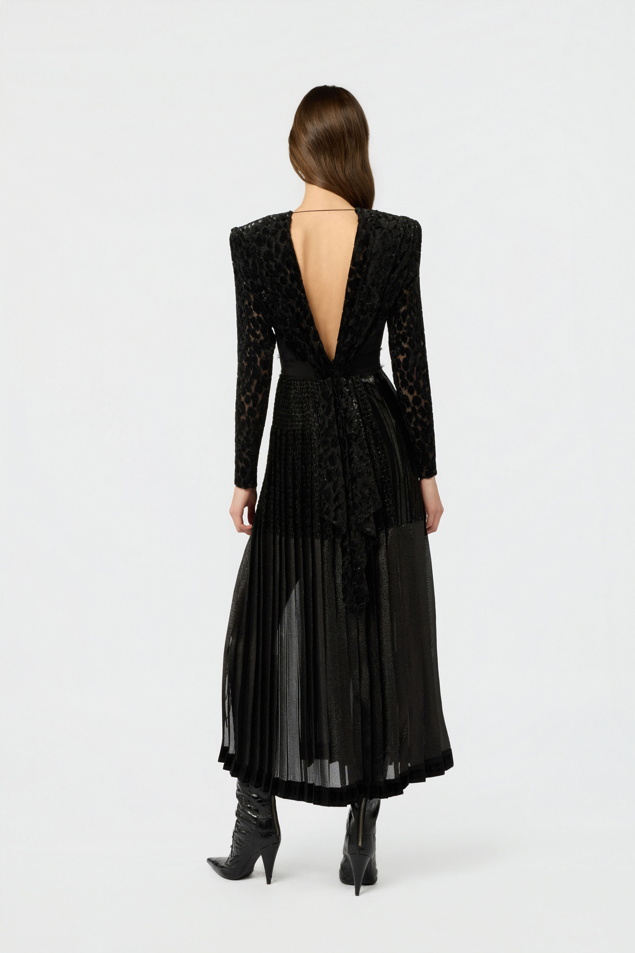 RC Robe Midi Noire En Velours Dévoré RC Robe Midi Noire En Velours Dévoré BLACK XWT110-VL009