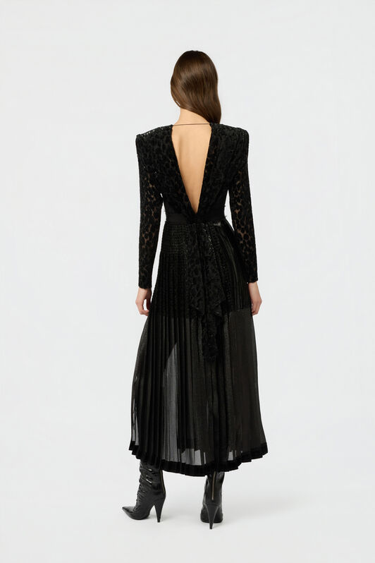 RC Robe Midi Noire En Velours Dévoré RC Robe Midi Noire En Velours Dévoré BLACK XWT110-VL009