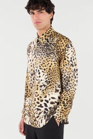 RC Silk Shirt With Animal Prints Light brown VRT710-OZG34