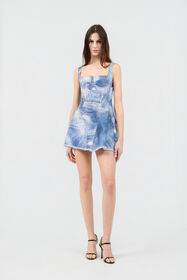RC Vestido Mini Estampado Denim Patch DARK BLUE WQJ106-DAR71