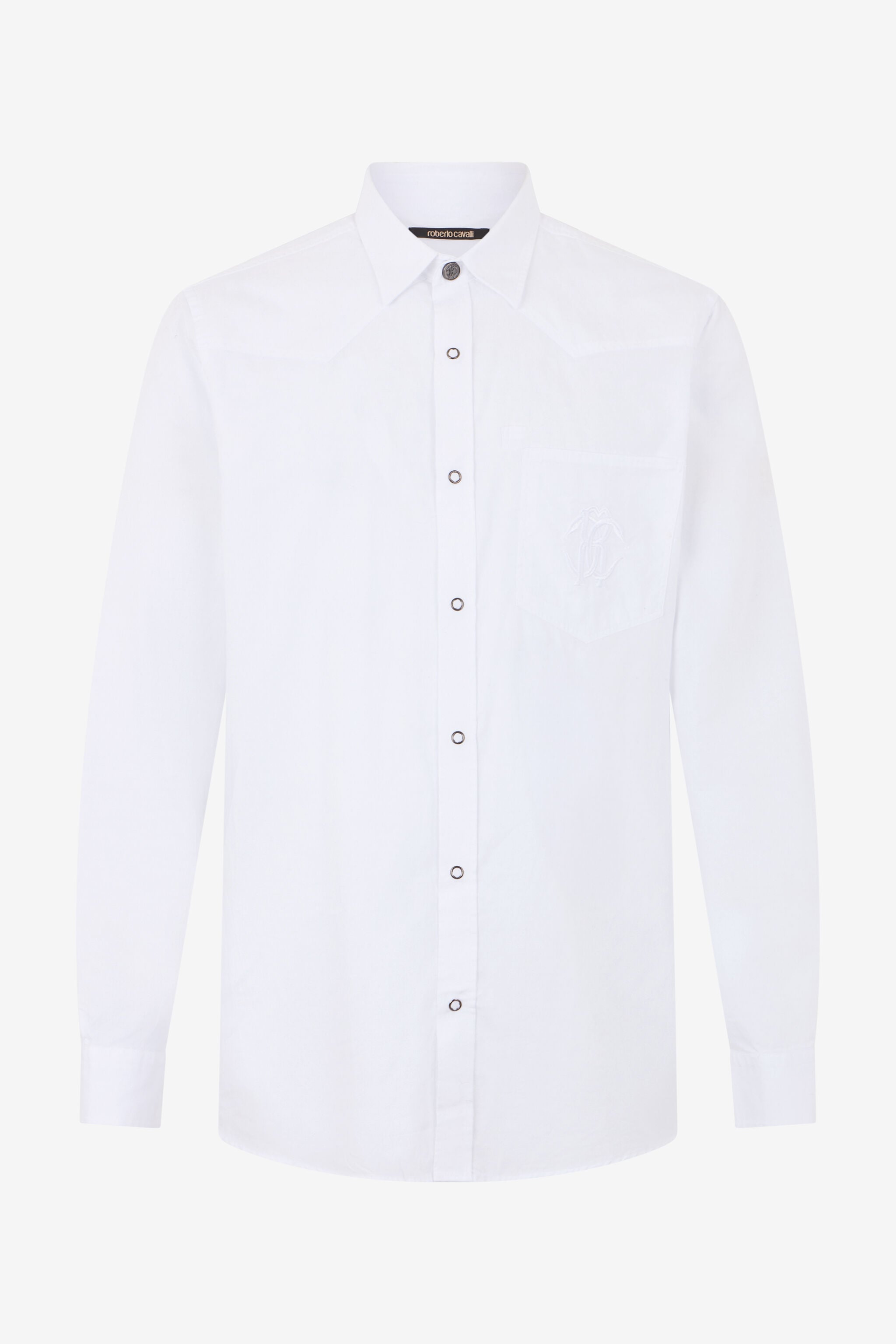 cavalli dress shirt Roberto Cavalli White Cotton Shirt With Monogram Rc