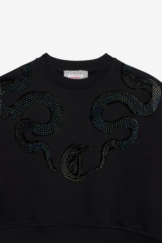JC Sweatshirt with Rhinestone Logo JC Sweatshirt with Rhinestone Logo BLACK XFT6A0-CF004