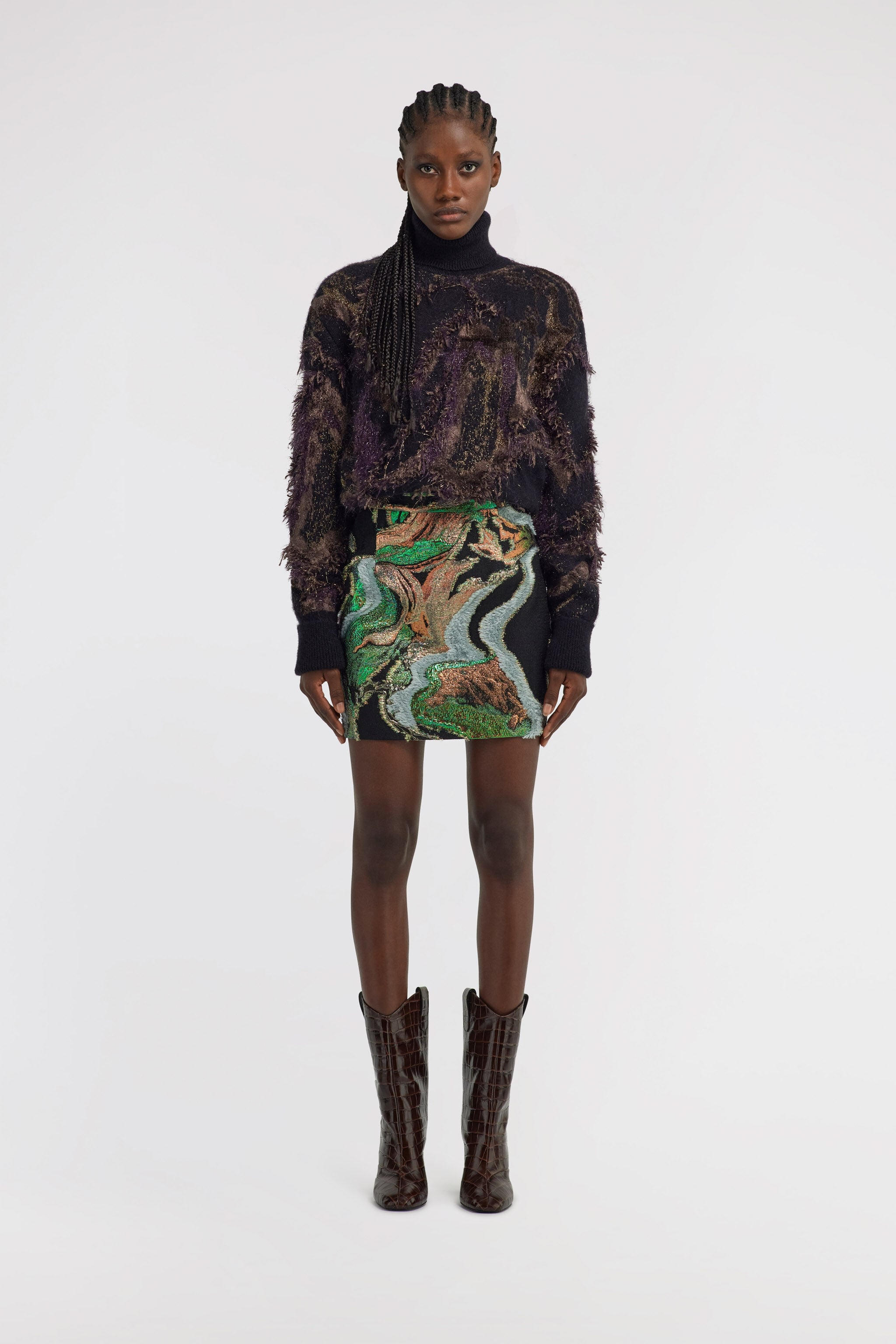 RC Marble Print Skirt Dark green TWT302-FY079