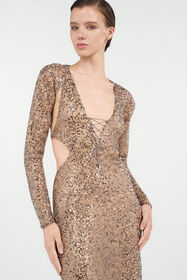 RC Vestido Midi Con Lentejuelas ARGENTO UWR165-FY038