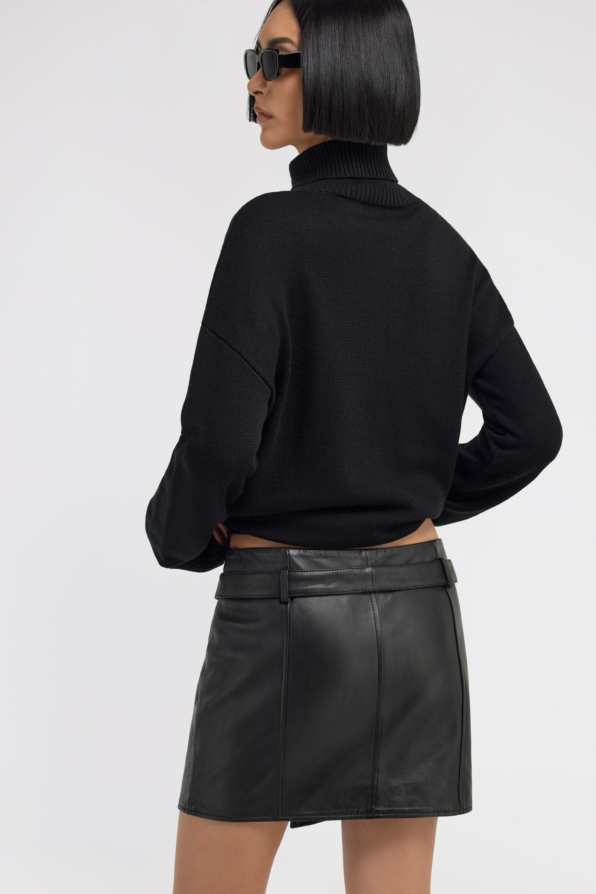 JC Just Cavalli leather skirt Black TFP006-TF135