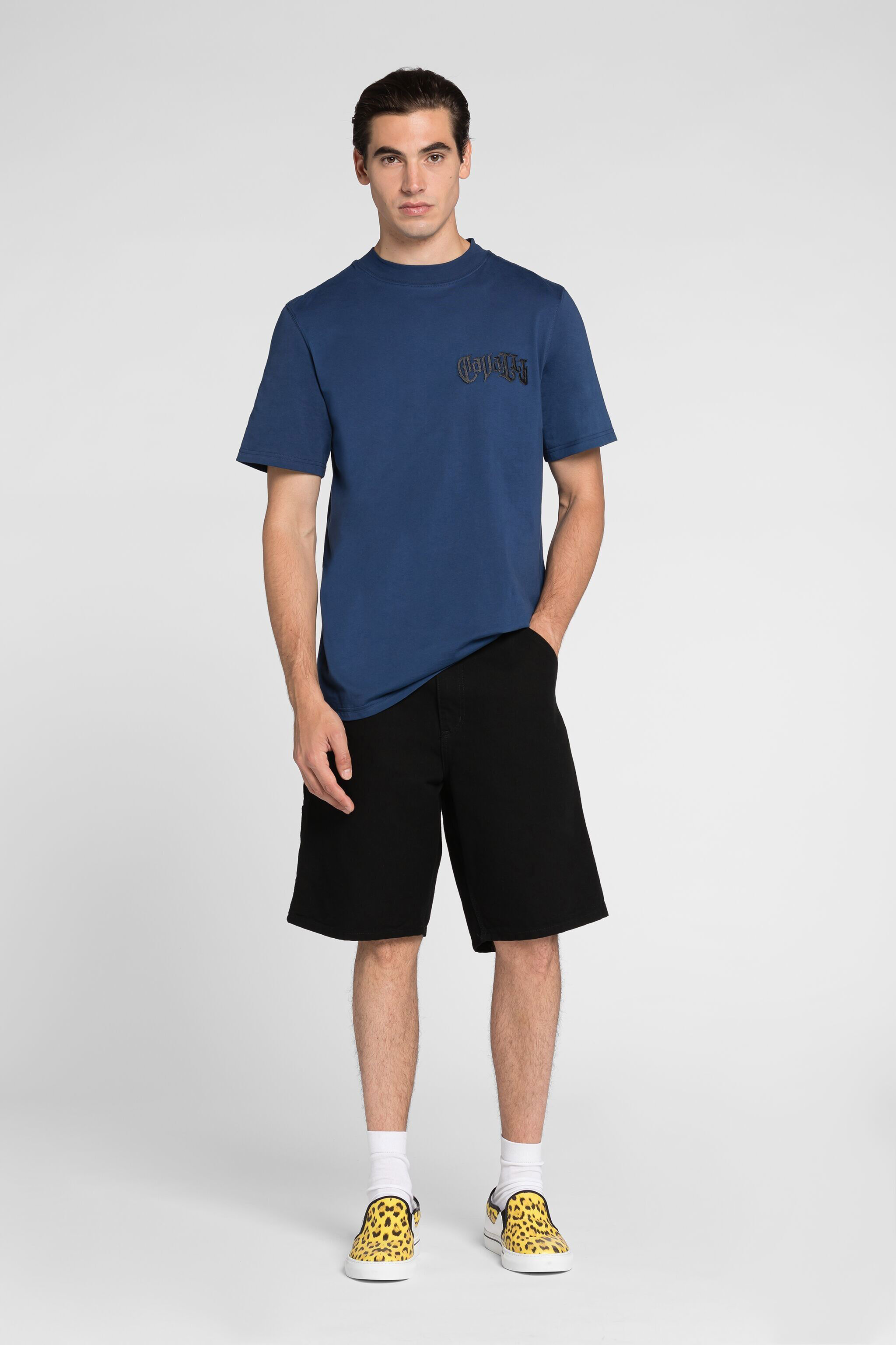 RC T-shirt à logo imprimé orné de cristaux Bleu foncé QRT61A-JD060