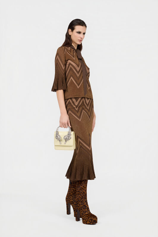 RC Chevron Pattern Knit Top BROWN/PINK XQM606-MO007