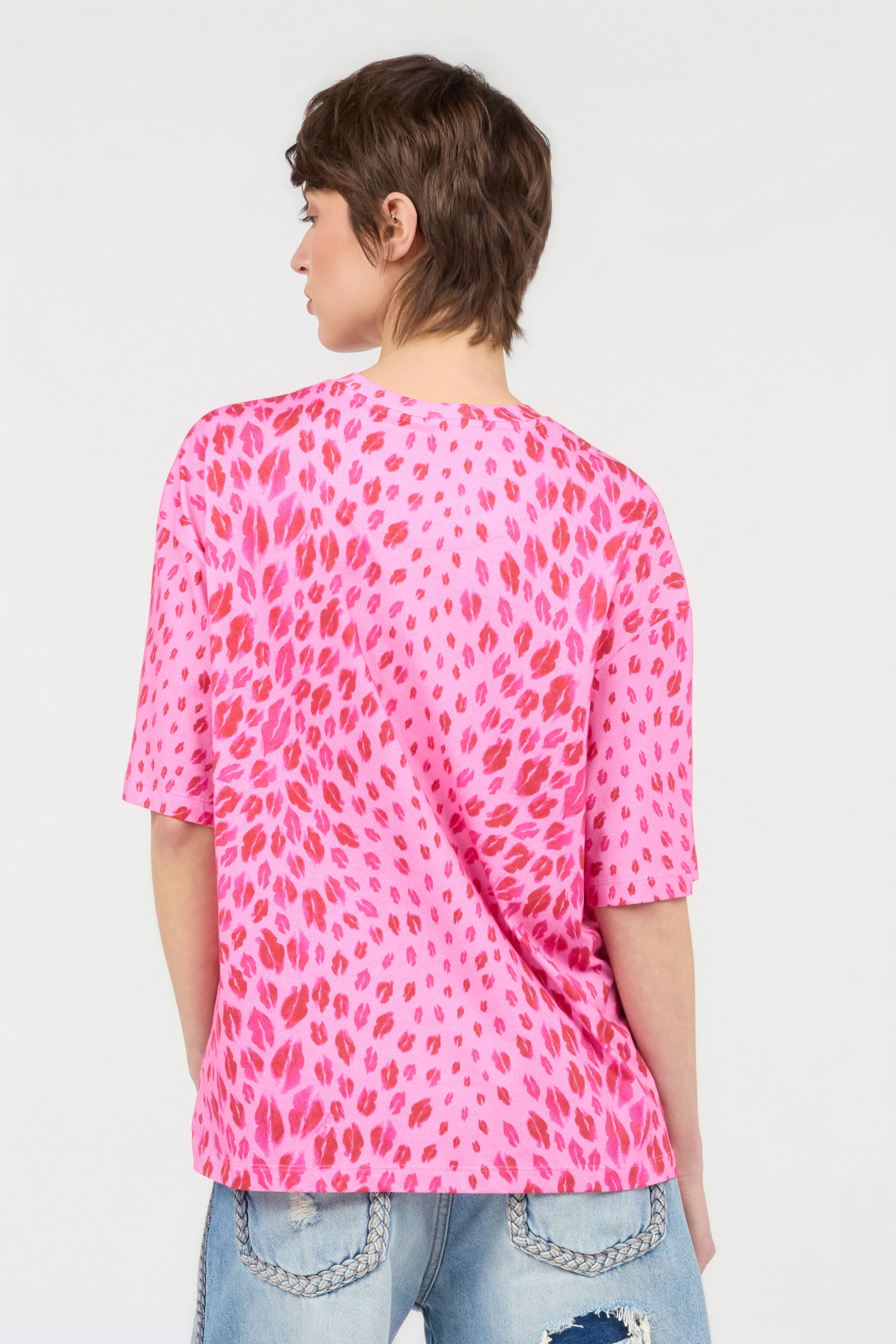 The Jaguar Kiss Print T-Shirt in 433 ROSA + 455 FUXIA for Women