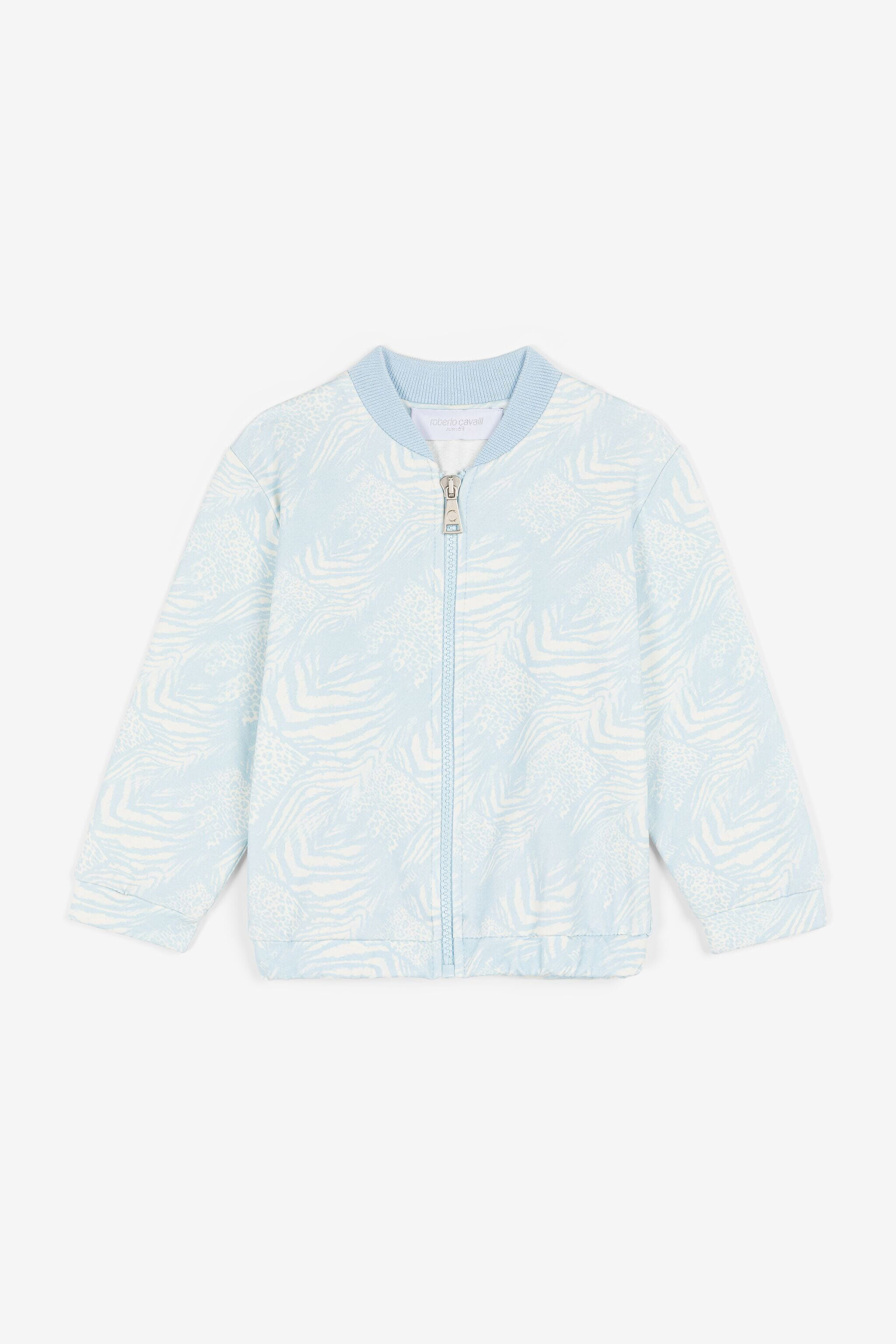JU Animalier Patchwork-Print Bomber Jacket JU Animalier Patchwork-Print Bomber Jacket Light blue OJT90D-FOC76
