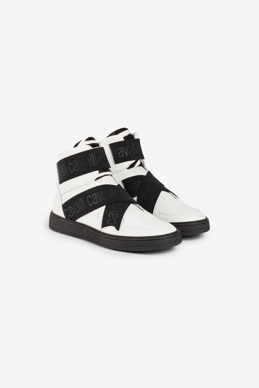 JU Logo-Print Hi-Top Sneakers JU Logo-Print Hi-Top Sneakers Blanco/Negro PJS031-PN003