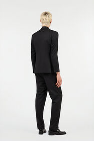 RC Black Pinstripe Double-Breasted Wool Suit BLACK/DARK GREY QOT40K-FEO02