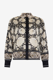RC Black and Ivory Floral Print Shirt NERO/AVORIO VQT701-TYP71