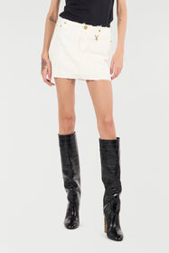 RC Frayed Denim Miniskirt White UKJ321-KGN53