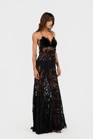 RC Schwarzes Abendkleid aus Chantilly-Spitze BLACK XWT118-RP024