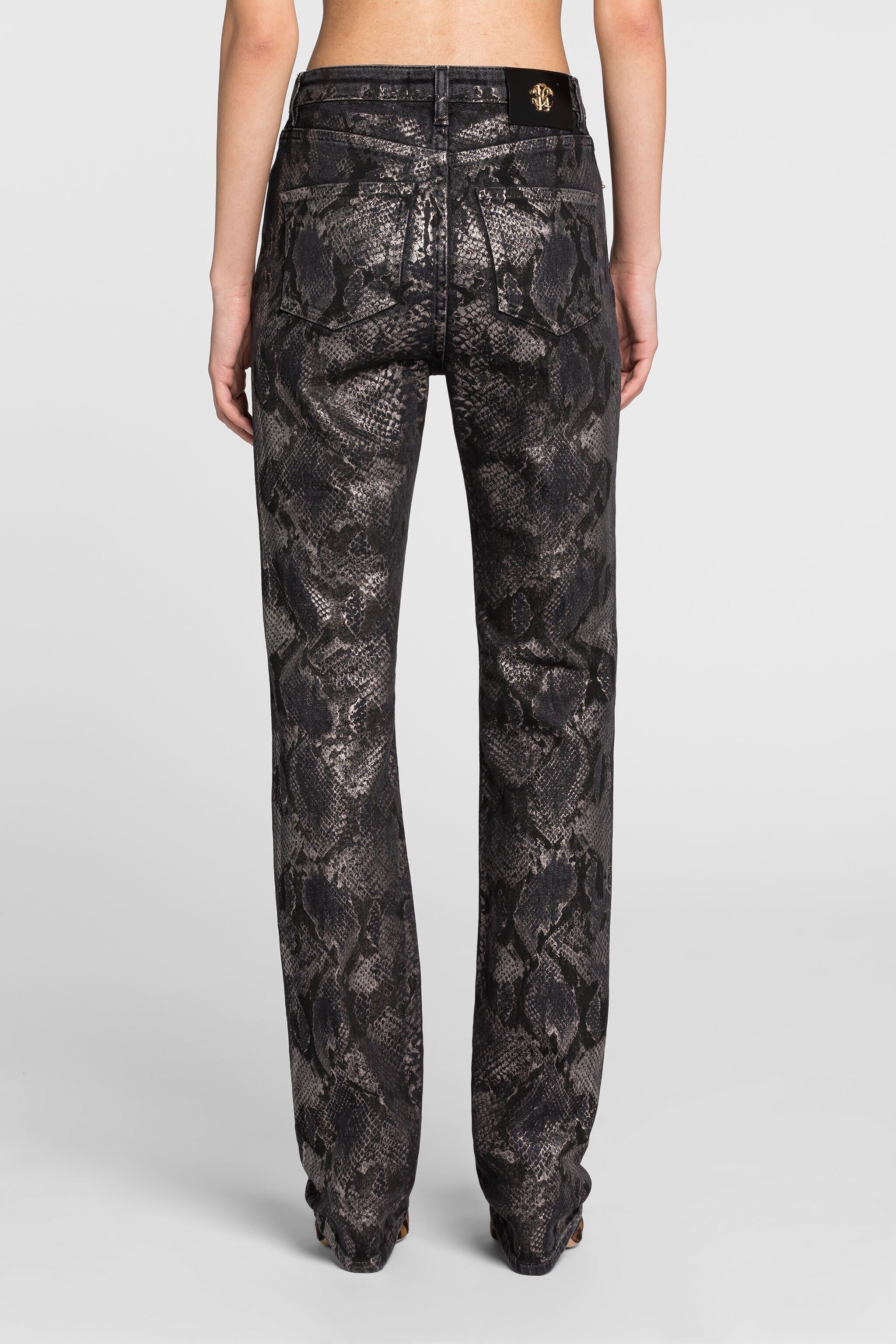 RC Metallic Python-Print Straight-Leg Jeans RC Metallic Python-Print Straight-Leg Jeans Black PKJ218-DE020