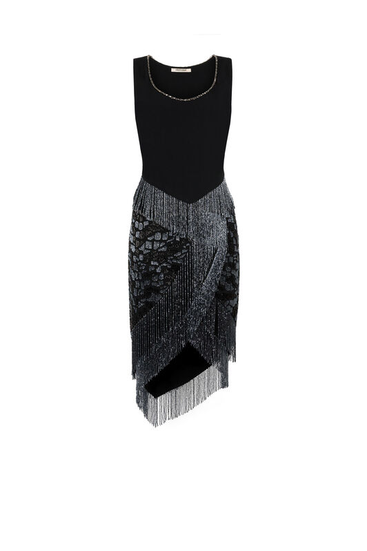 RC Fringed Bead-Embellished Dress RC Fringed Bead-Embellished Dress Black JQR156-HR005