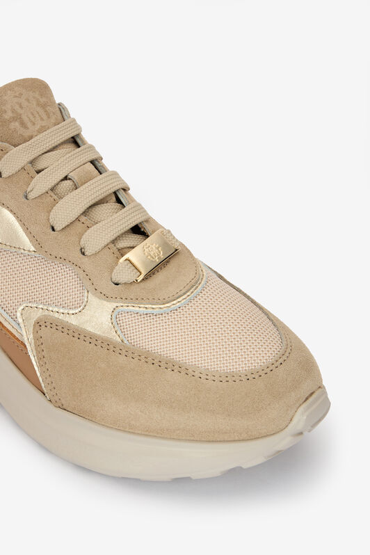 RC Laced sneakers with mixed inserts Light Brown POS01A-PZO02
