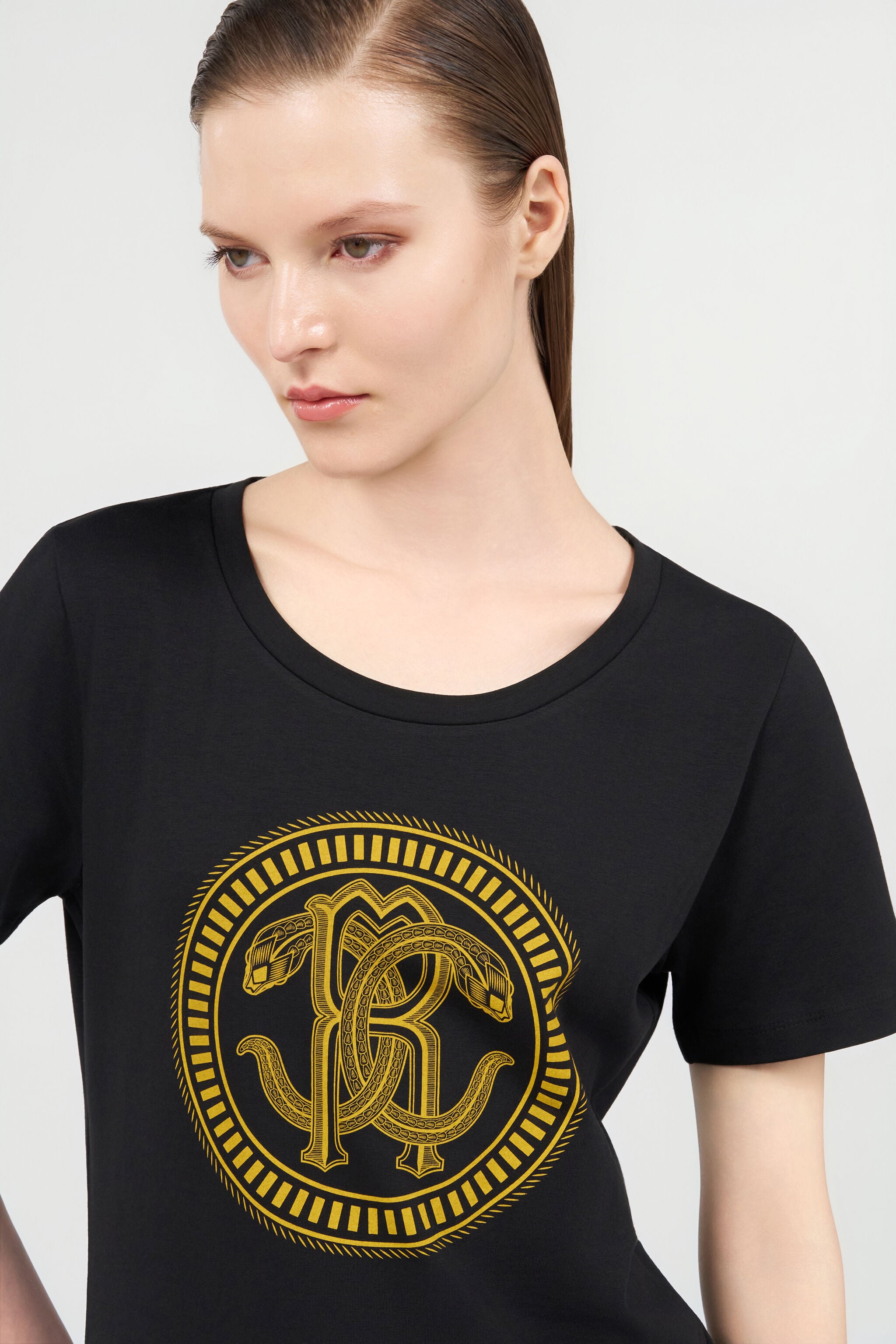 RC Black Cotton T-Shirt with Logo BLACK QOT60C-JV060