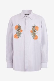 RC Shirt With Embroidered Snakes And Flowers WHITE/BLUE/BROWN XNT722-CH106