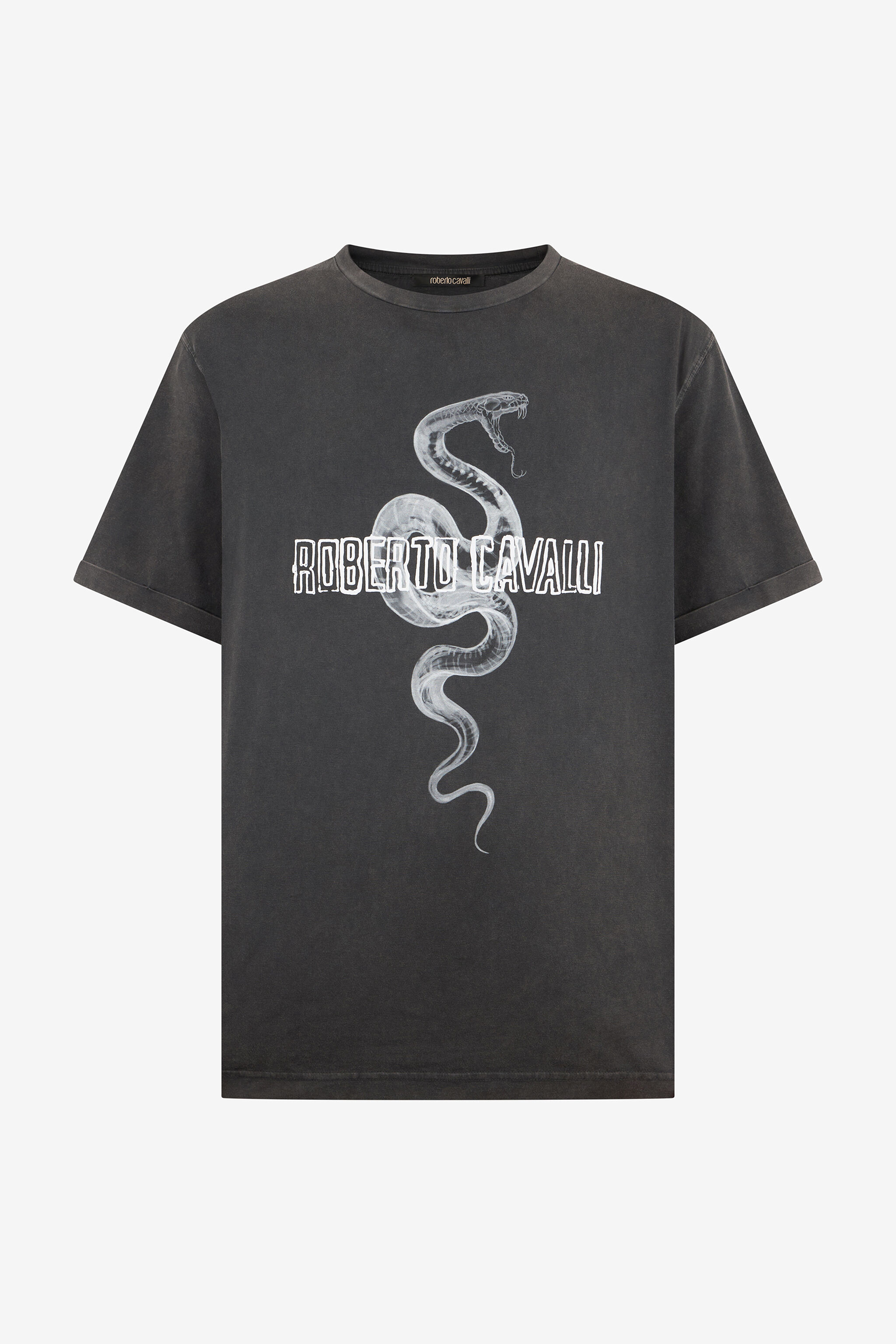 RC Grey T-Shirt With Snake Logo Print RC Grey T-Shirt With Snake Logo Print BLACK ROT60D-JD055