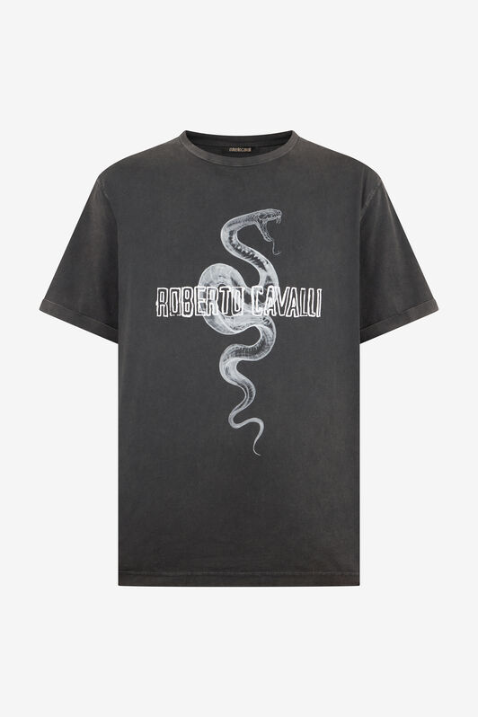 RC Grey T-Shirt With Snake Logo Print RC Grey T-Shirt With Snake Logo Print BLACK ROT60D-JD055