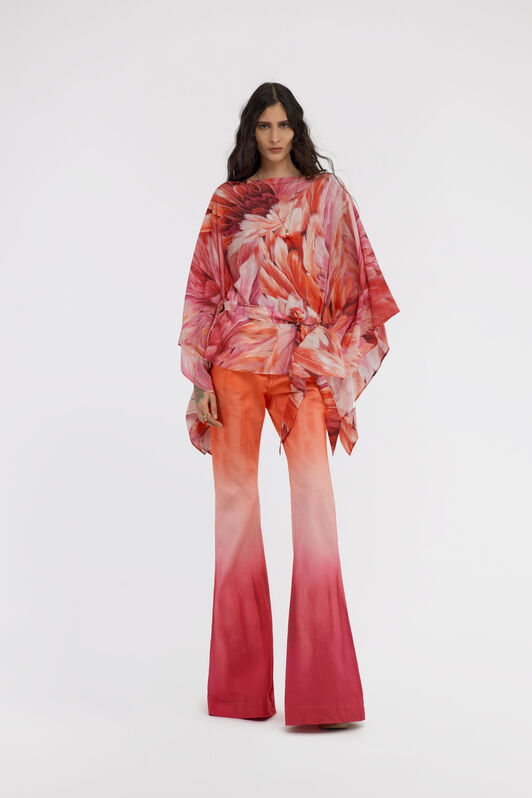 RC Plumage print short kaftan Fuchsia SWT725-SQL71