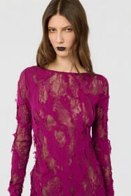 RC Dress with Destroyed-Effect Lace CYCLAMEN XWT145-GG010