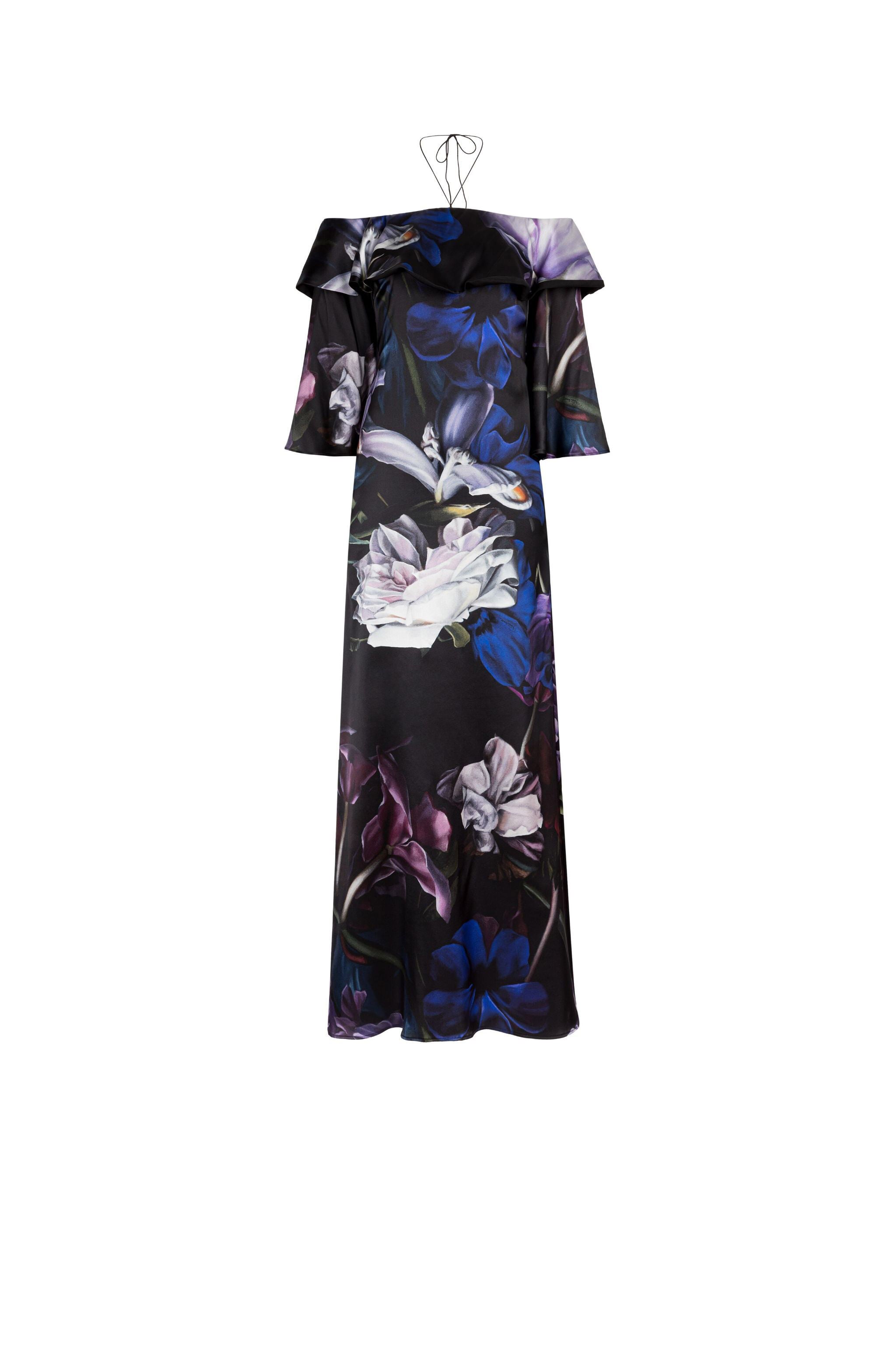 RC Floral-Print Ruffled Maxi Dress RC Floral-Print Ruffled Maxi Dress Purple KOT10C-2NS02
