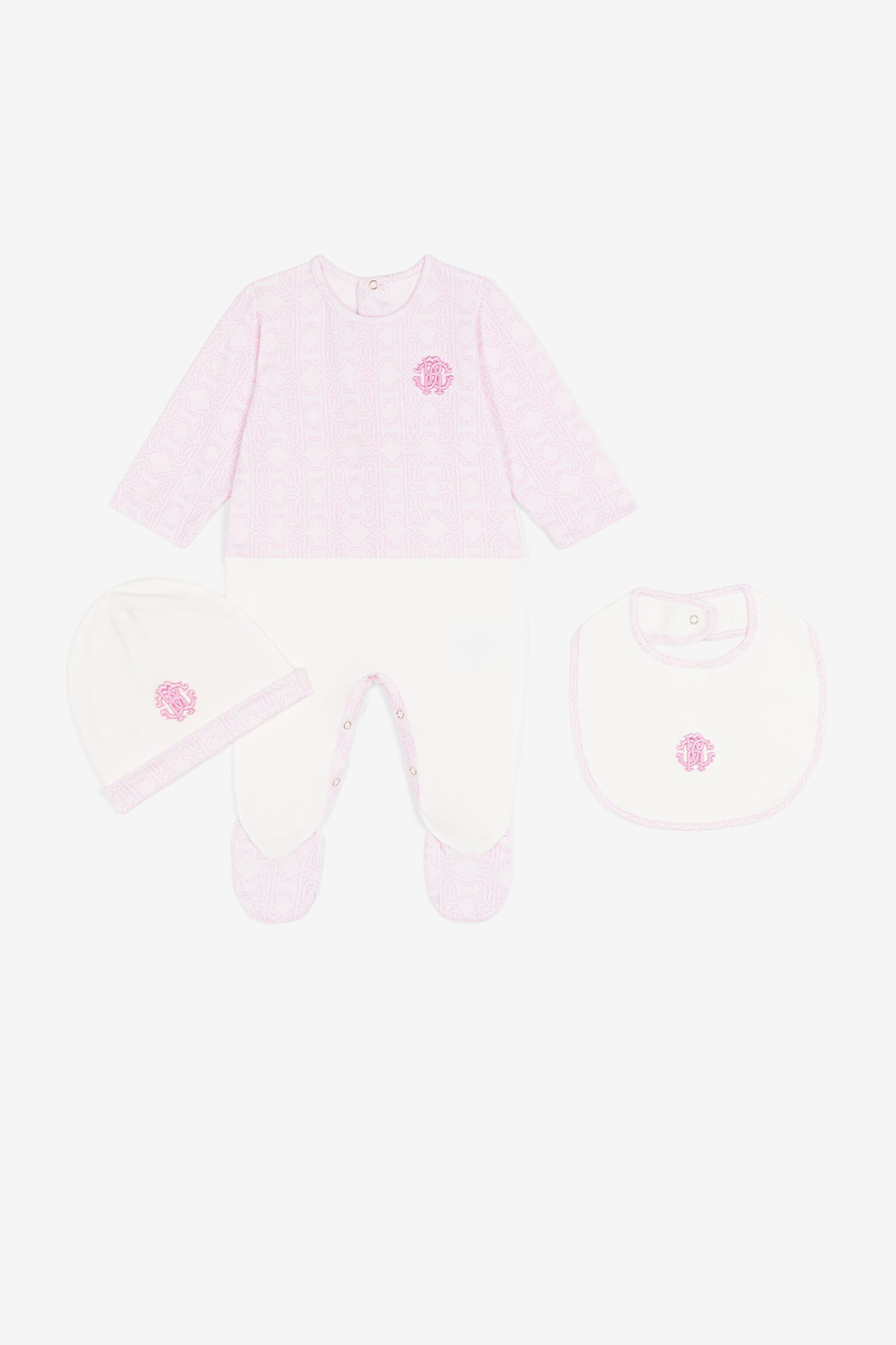 JU Babywachstums-Set mit RC-Monogramm JU Babywachstums-Set mit RC-Monogramm Rosa PJT855-JV025